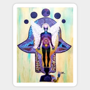 ARCHANGEL MICHAEL HAMSA by Harriette Knight Sticker